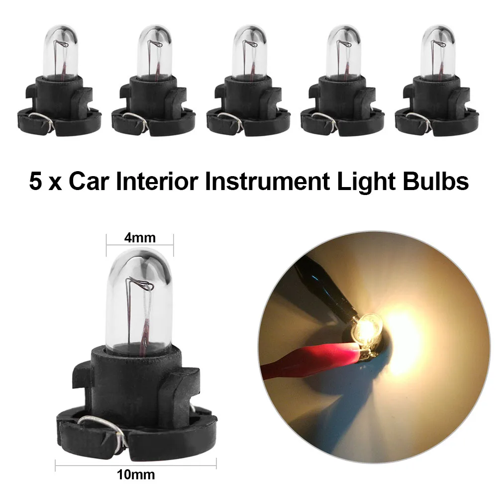 5pcs Instrument Light Bulbs Universal 12V T4 LED Instrument Lights Auto Accessories Replacement for Toyota Honda Nissan