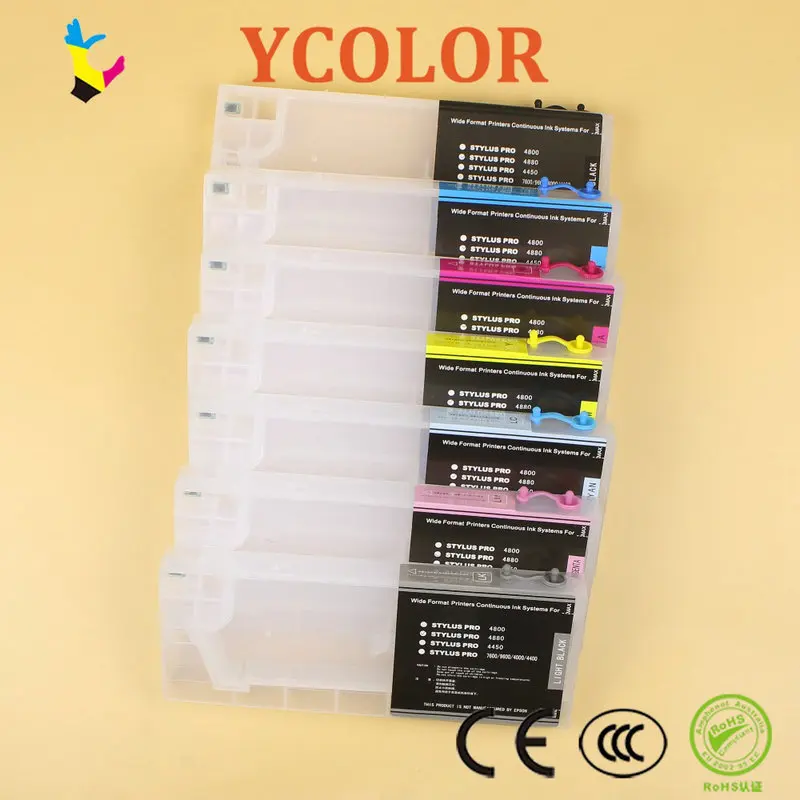 

Refillable Ink Cartridge resettable chip 7colors/set For Epson 7600 9600 printer