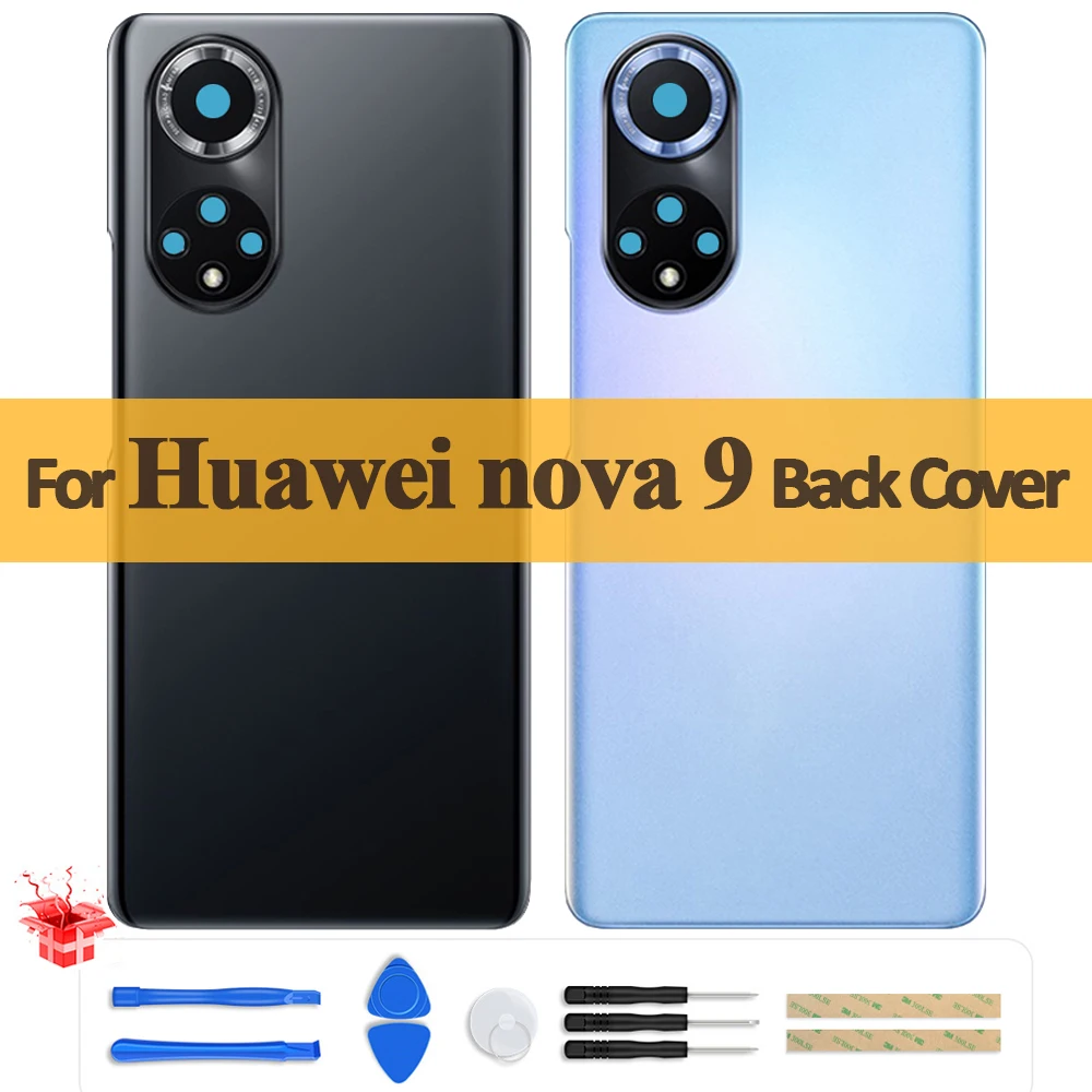 

Задняя крышка AAA + для Huawei Nova 9, стеклянная крышка, задняя дверь, корпус, задняя крышка с объективом камеры, запасные части