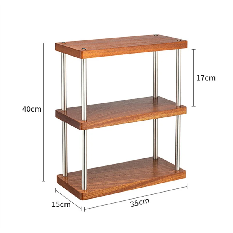 3-Layer Wooden Storage Rack for 51/53/58mm Coffee Tamper Portafilter Holder Wine Bottles Tray Shelves Coffee Table Storage Shelf