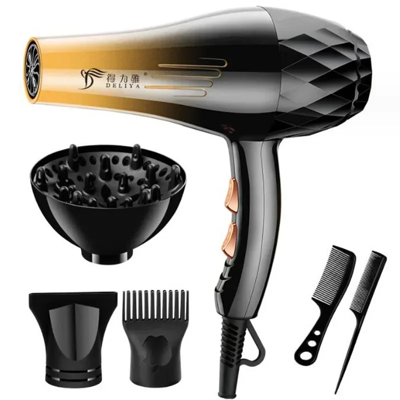 Secador de pelo profesional, 1200W/2200W, engranaje de gran potencia, cepillo secador de pelo para peluquería, herramientas de salón de barbería, ventilador secador de pelo