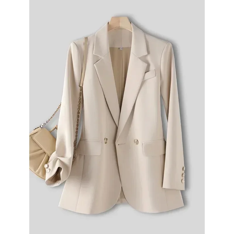 Blazer à simple boutonnage pour femme, manteau à manches longues, veste décontractée pour femme, noir, rose, abricot, mode automne et hiver