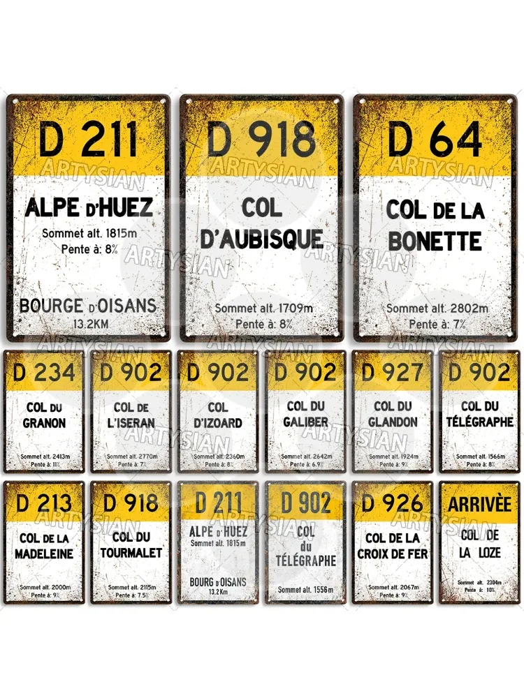 AliExpress NONE Tour de France Cycling Metal Sign Landmark Plaque ALPE d'HUEZ Col D'Aubisque Col du Granon Peyresourde d'IZOARD l'ISERAN BONETTE
