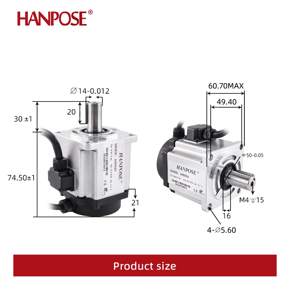 1.5A 0.64N.m  60SS20 And AC200-240V ASD240 Servo Drive Servo Woodworking CNC Router Encoder 200W ac Servo Motor driver Kit