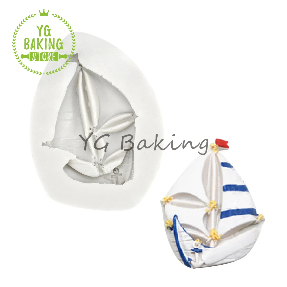 6 Styles Sailboat Lighthouse Fondant Cake Silicone Mold Anchor Cake Decoration Chocolate Mold Ocean Wind DIY Baking Supplies