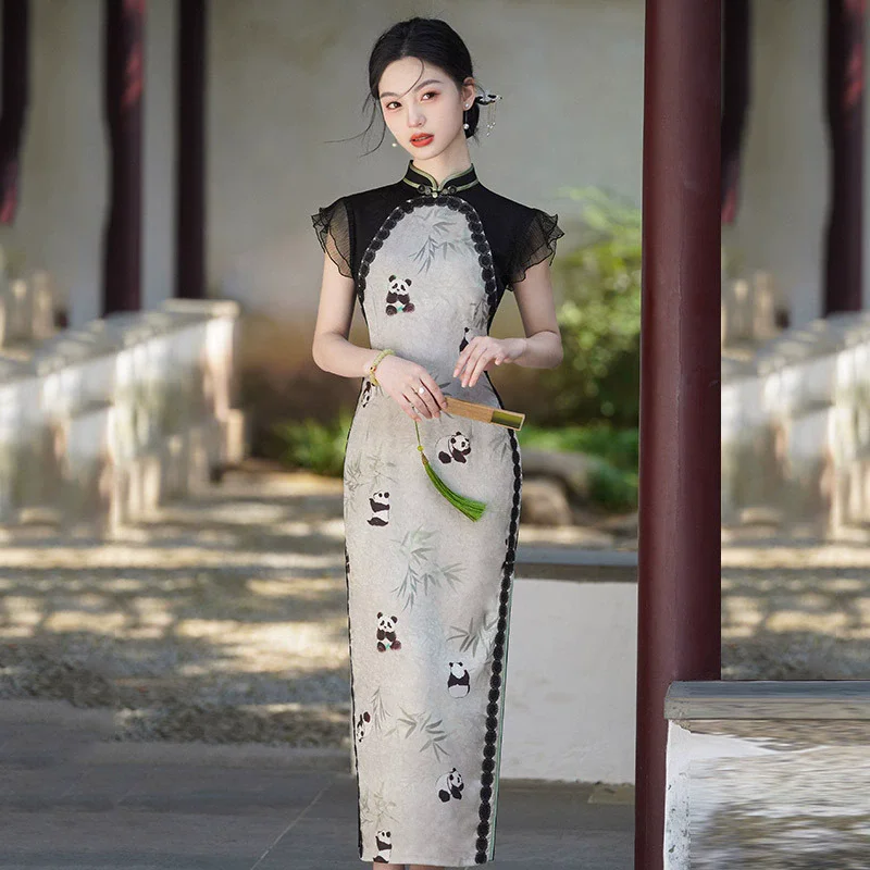 

Новое китайское длинное платье Cheongsam без рукавов в китайском стиле для молодежи, новинка 2025, женское вечернее платье в стиле ретро для похудения, летнее Qip