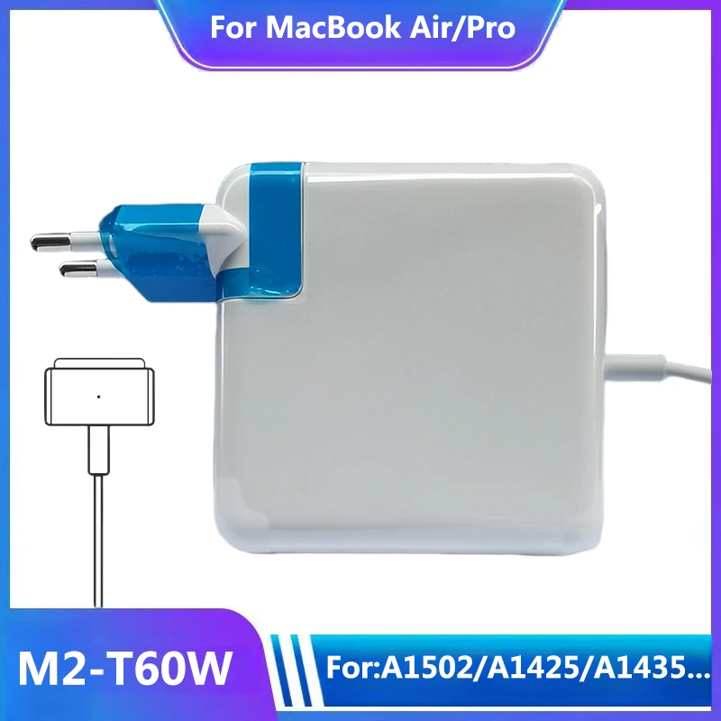 

60W Mag2 T Power Adapter for MacBook: Compatible with MacBook Air/Pro, Magsaf*2 T Magnetic Charger A1502