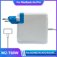 60W Mag2 T Power Adapter for MacBook: Compatible with MacBook Air/Pro, Magsaf*2 T Magnetic Charger A1502