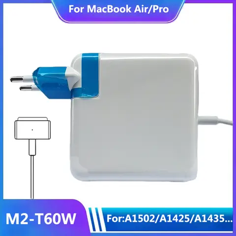 60W Mag2 T Power Adapter for MacBook: Compatible with MacBook Air/Pro, Magsaf*2 T Magnetic Charger A1502