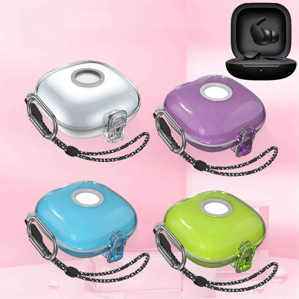 حافظة حامل سماعة الرأس، غطاء TPU لسماعات الأذن اللاسلكية مع حافظة ممتصة للصدمات بخطاف الحبل لـ Fit Pro-D