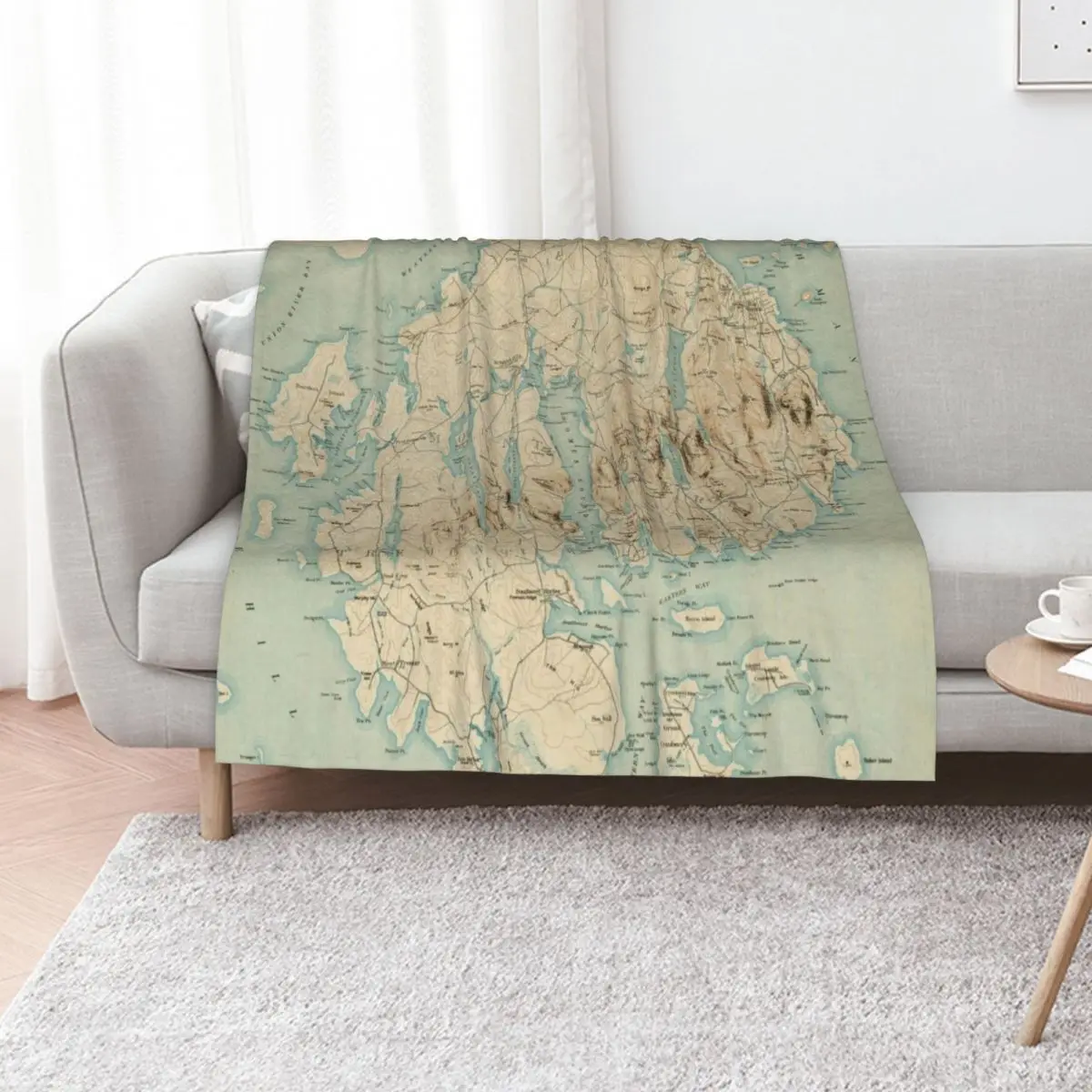 Vintage Map of Mount Desert Island ME (1901) Throw Blanket Blankets For Sofas Heavy Tourist Soft Comforter Beach Blankets