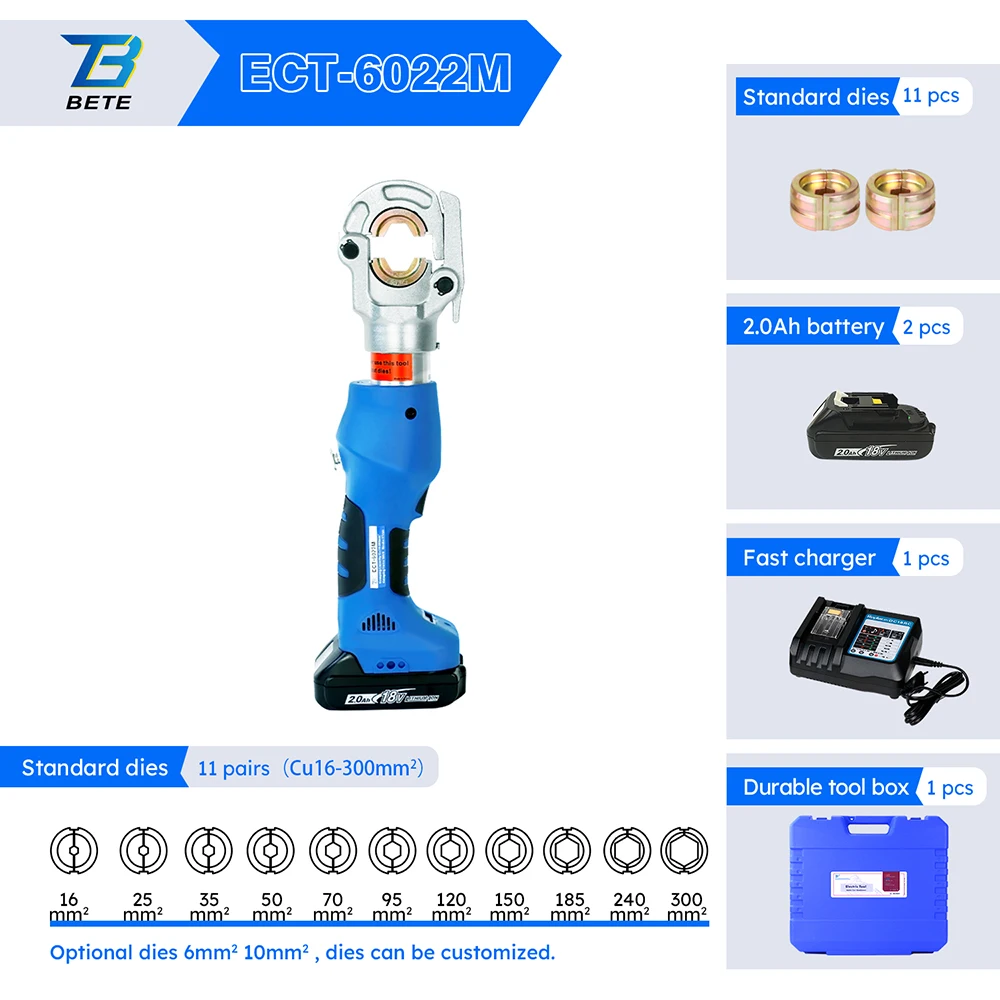 ECT-6022M Mini Intelligent 6t Electric Battery Hydraulic Cable Terminal Crimping Tool