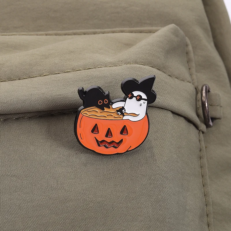 هالوين المينا دبابيس مخصصة اليقطين شبح القط الأسود متعة دبابيس الكرتون المعادن التلبيب شارات مجوهرات هدية دروبشيبينغ #3