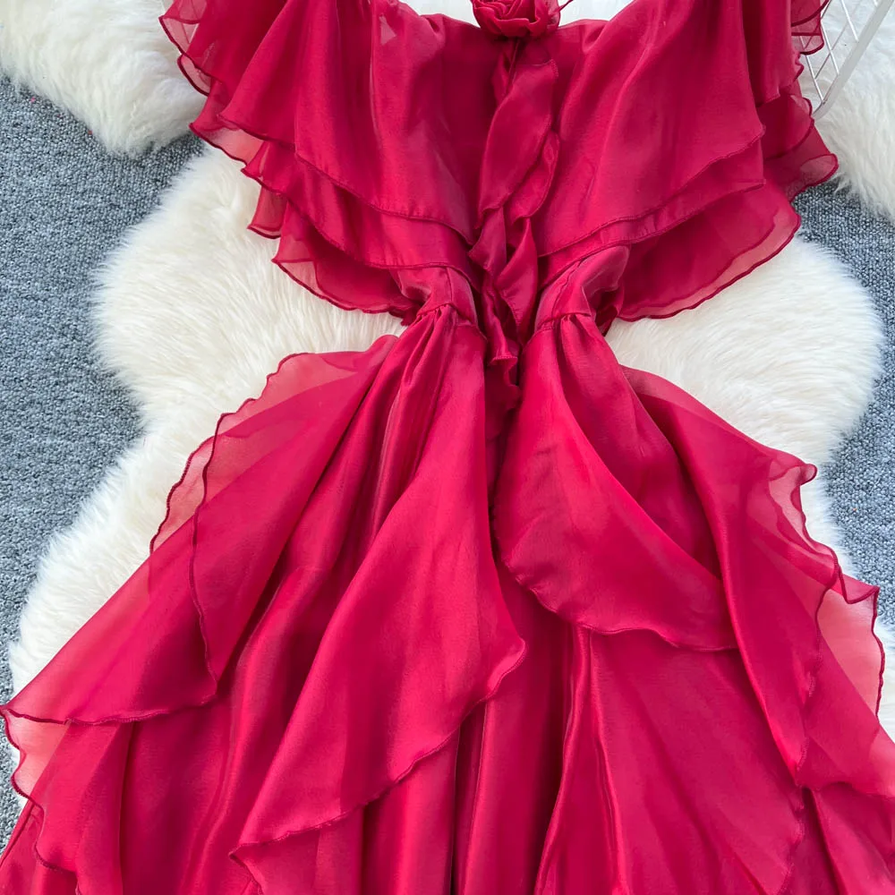 Chique vintage sexy halter sem mangas elegante fada verão feminino boho vestido de verão roupas femininas vestido longo