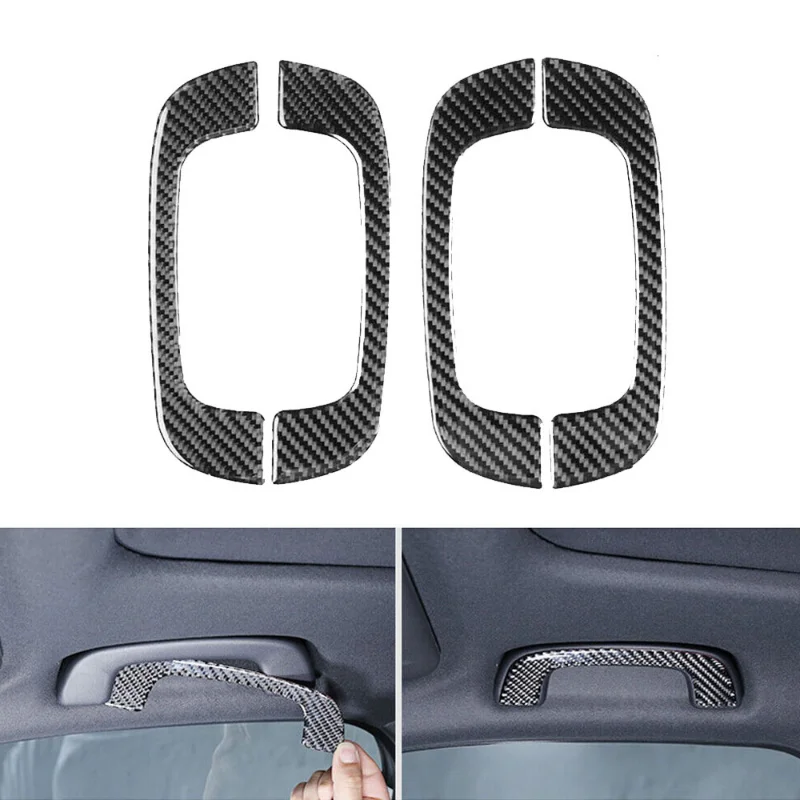 4pcs Carbon Fiber Car Roof Handle Cover Trim Car Interior Central Roof Handle Sticker Accessories for Honda 11th Civic 2022-2023