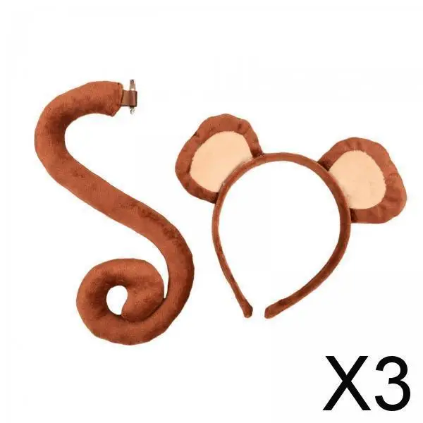 

3x Ears And Tail Set, Headband, S, Costume, Cute Headdress,