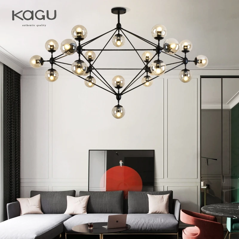 Modern Minimalist Living Room Bedroom Lamp Glass Ball Chandelier Creative Industrial Clothing Store Lighting Decoration