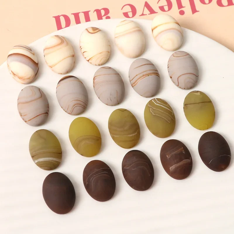 5pcs vintage two-tone smudge matte oval flatback cabochon DIY resin accessories earrings hairpins material material wholesale