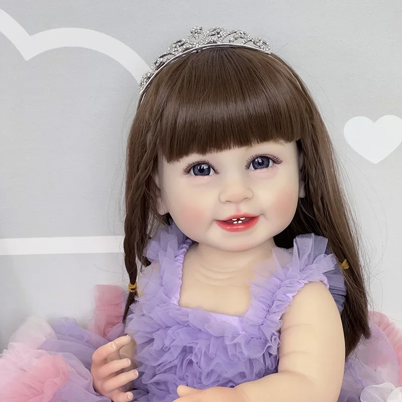 55CM Lifelike Reborn Toddler Gilr Doll Full Body Silicone Soft Touch Handmade 3D Skin Multiple Layers Painting doll