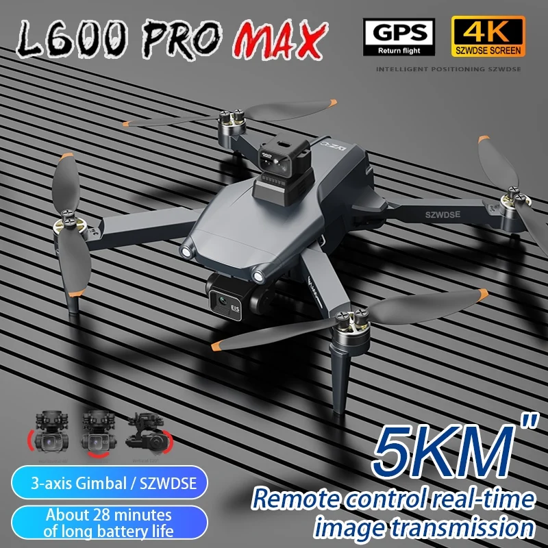 L600 Pro MAX /L600 PRO 드론 4K 전문가용 HD 카메라 3축 짐벌 GPS 드론 360 °   장애물 회피 5G WIFI RC 쿼드콥터 장난감