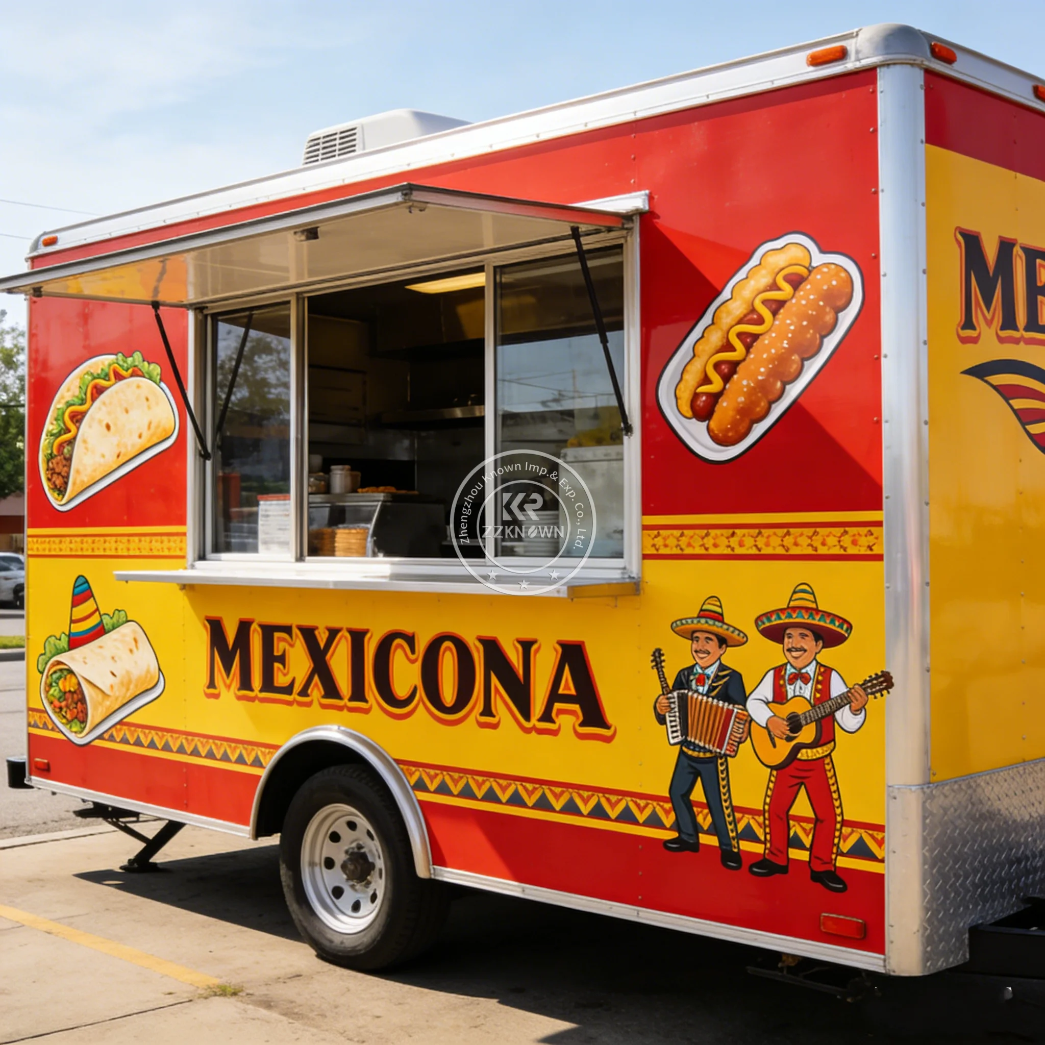 Carrito de Venta de Comida Personalizable, Remolque de Cocina Móvil Comercial, Interior Completamente de Acero Inoxidable para Negocios de Camiones de Comida