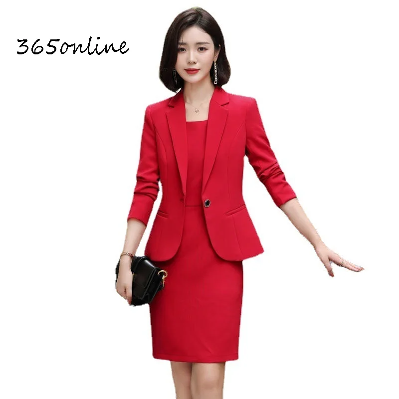 Fashion Styles Formal Women Business Suits with Dress and Jackets Coat OL Styles Ladies Office Work Wear Professional Blazers