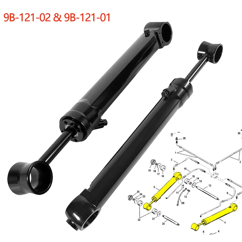 Substituição para Cilindro de Trim Port & Stbd 9B-121-01, 9B-121-02, Power Trim para Motores de Popa, Compatível com todos os Mercruiser Bravo I, II e III