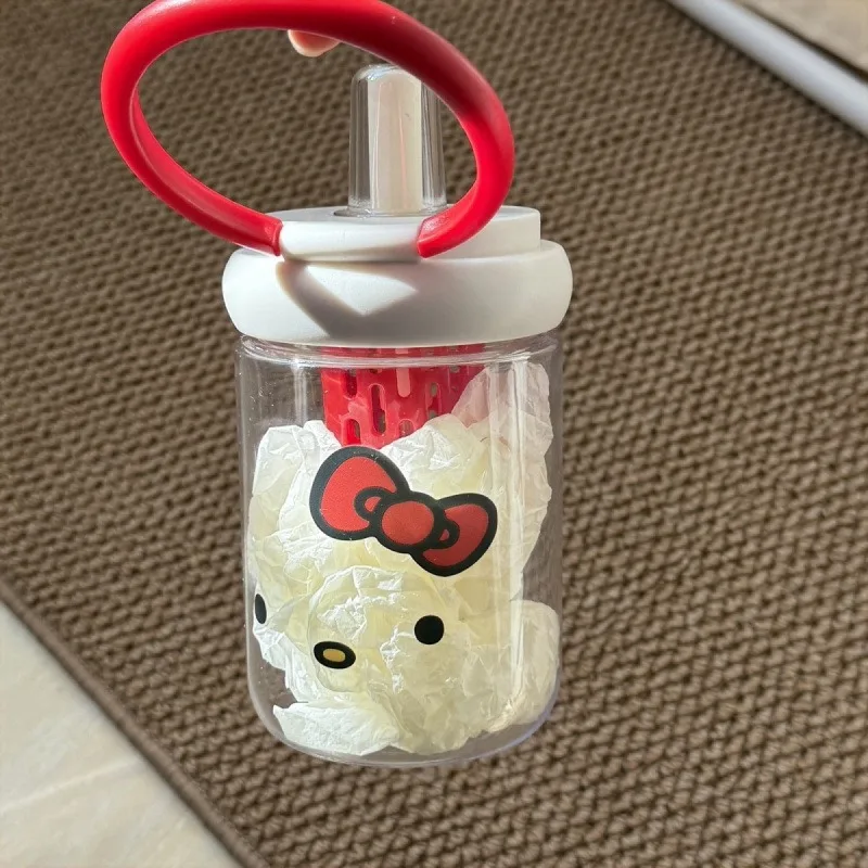 Бутылка для воды Hello Kitty: милая мультяшная универсальная портативная пластиковая бутылка с соломинкой, товары для путешествий, подарок для студентов, оптом