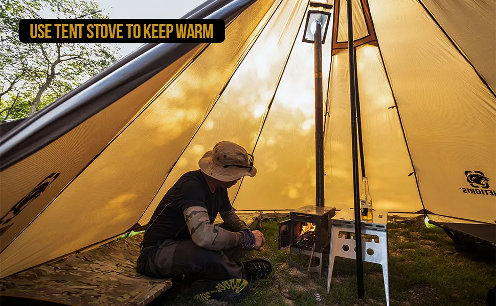OneTigris Rock Fortress Hot Tent mit Ofenrohranschluss 3000mm 4-Jahreszeiten 4-6 Personen Tipi-Zelte für Camping, Backpacking, Angeln, Wandern – Detail 6