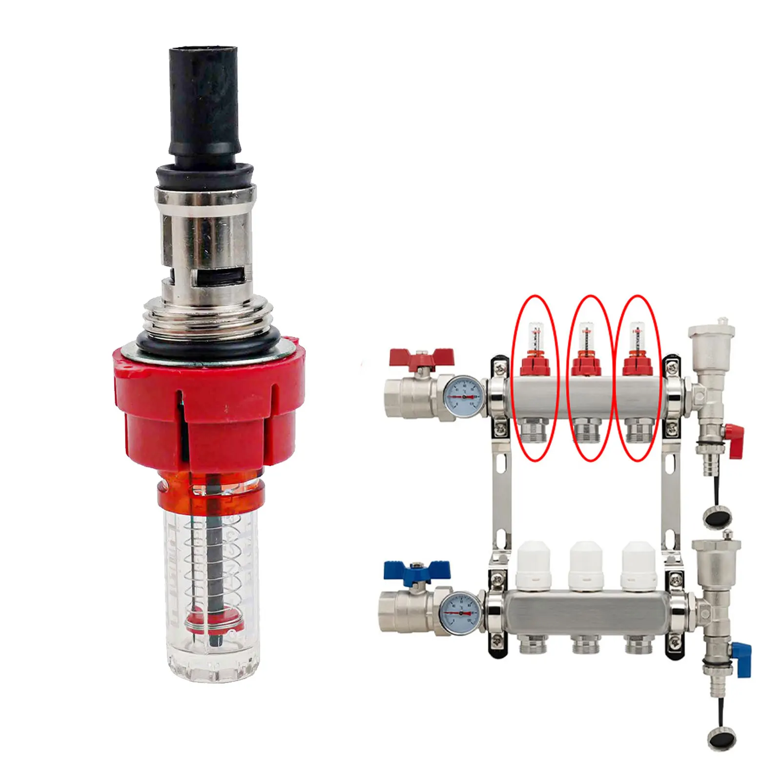 Underfloor Heating Manifold Flow Meter Regulator for Precise Water Flow Control and Optimized Heat Distribution