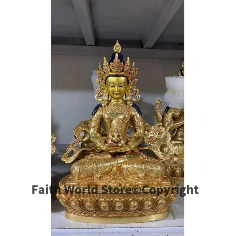 30cm lage Nepal Tibet TOP High grade copper CHANG SHOU FO Amitayus Buddha statue Worship home Family protection Health safety