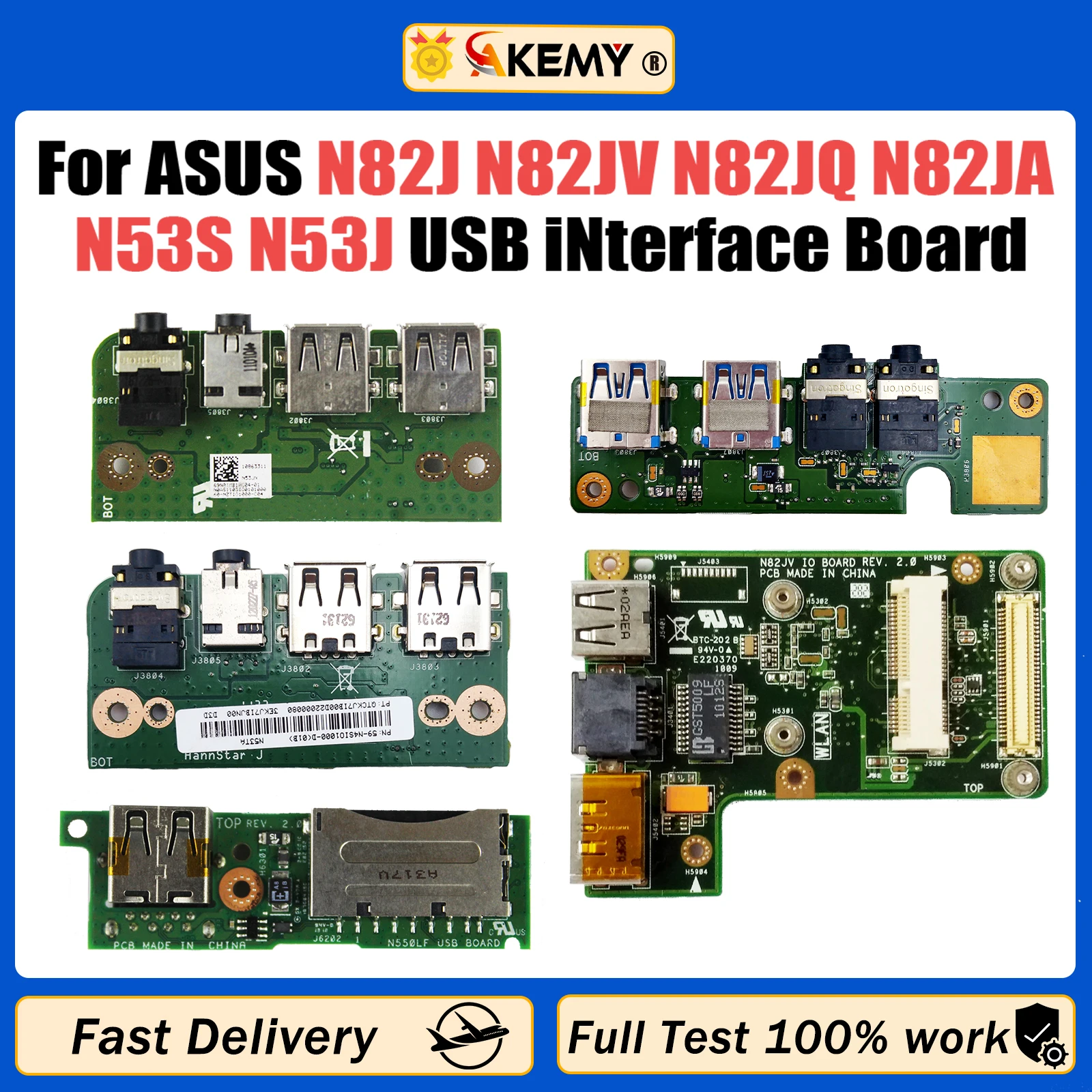 

For ASUS N82J N82JV N82JQ N82JA N53S N53J N53JN N53S N53TA N550J N550L G550J Q550L N76V N76V Laptop USB interface small board