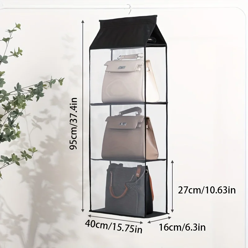 1pc Hanging Handbag Purse Organizer, Dust-proof Purse Bag Storage Holder For Wardrobe Closet