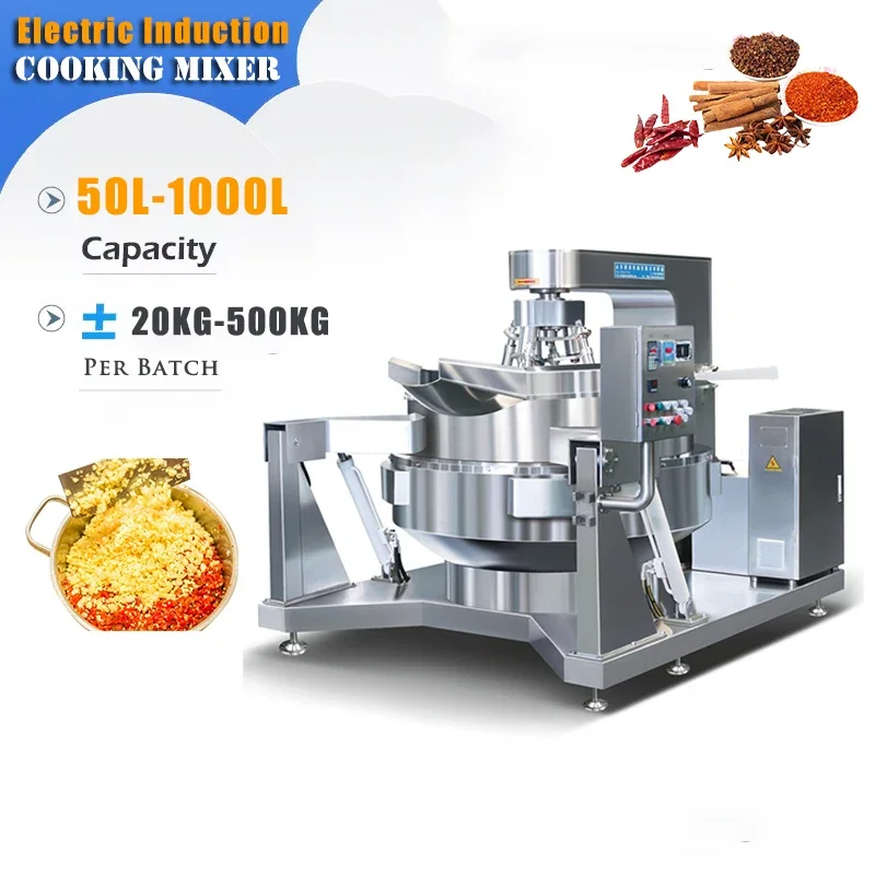 Large Capacity Industrial Automatic Gas Cooking Blender Electric Jacket Kettle with Hummus Surimi