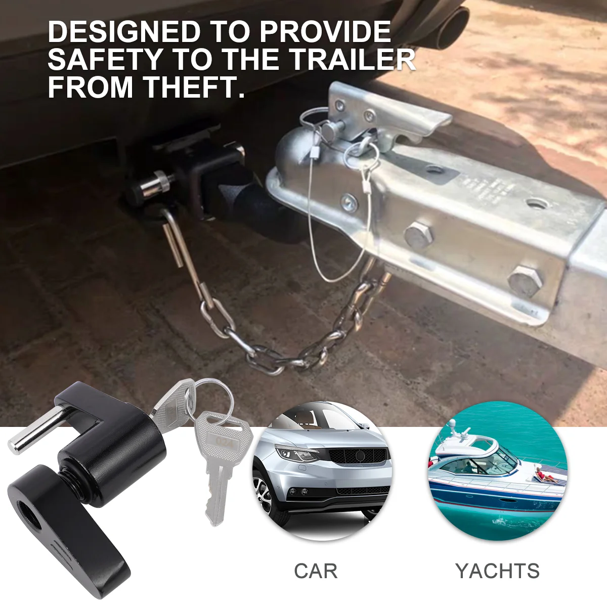 Rust-resistance Anti-theft Hard-wearing Durable Hook Lock Tongue Locks Vehicle Coupler Lock Lock for Cehicles Cars A30