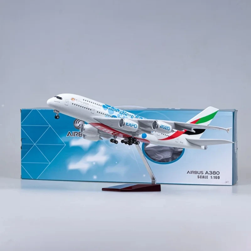 

45.5cm 1/157 Scale UAE Airlines A380 Expowith LED Light(Touch or Sound Control) Stand & Gear for Adultsr Collection and Decorat