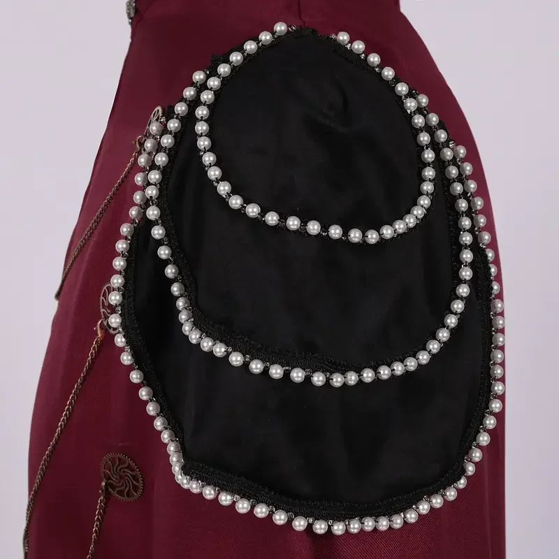 ZA01 عباءة ملكية أوروبية من العصور الوسطى مع وسادات كتف، ستارة خرز كلاسيكية للرجال والنساء، عباءة بغطاء للرأس بسلسلة تروس PerformZa0@