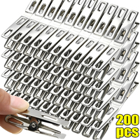 200/20PCS Non-Slip Clothes Pegs Stainless Steel Laundry Hanging Pins Drying Clothes Hanger Picture Clips Food Sealing Clamp