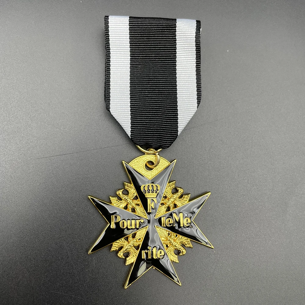 Preußen Deutsch Pour Le Merite Verdienste Medaille Militärische Ehrenabzeichen Pins Blaue und schwarze Reproduktion Tapferer Gedenkmedaille Souvenir – Detail 2