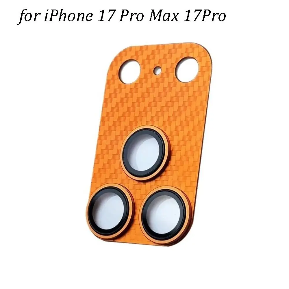 Carbon Fiber Texture Lens Protector Full Cover Orange Camera Lens Cover HD Anti Scratch for iPhone 17Pro/17 Pro Max
