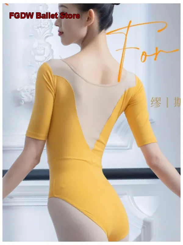 Women's Adult Ballet Leotard Art Exam Body Suit Gymnastics Leotard Removable Pads Unitard