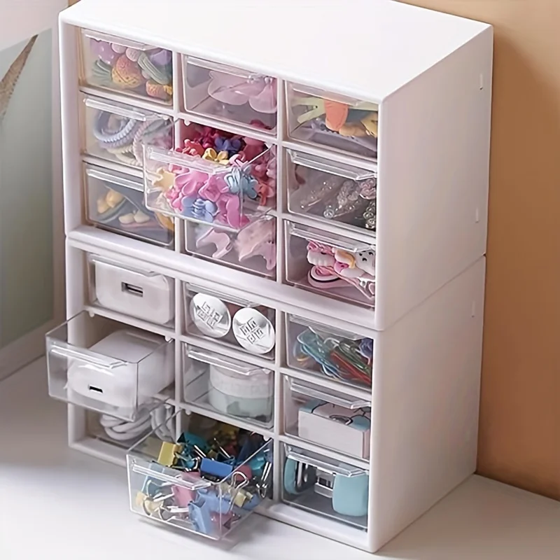 1/2 Pack Plastic Desktop Storage Organizer 9 Drawers Multipurpose Desk Drawer Box for Office Supplies Beads Teacher's Desk