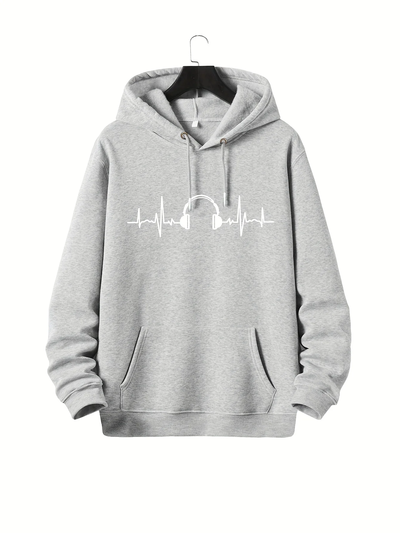 Headphone-printed hooded sweatshirt - Ultra-comfortable hooded pullover casual top suitable for spring and autumn