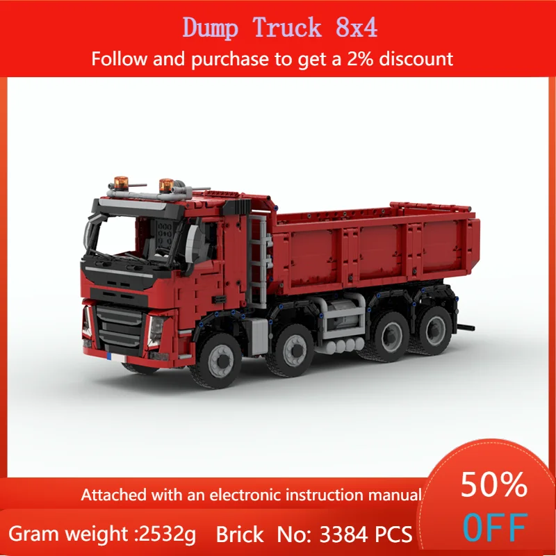 

Строительные блоки, игрушки MOC 229598 3384, детали FM 8x4, самосвал, инженерный автомобиль для мальчиков и взрослых, подарок на день рождения, орнамент