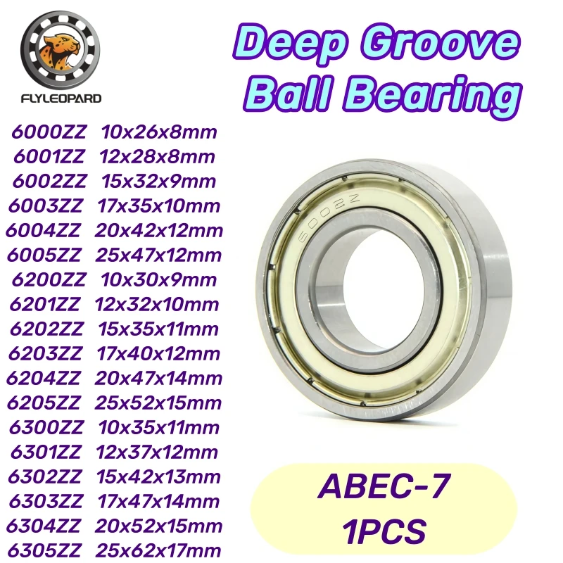 1pcs 6001ZZ Bearing 12x28x8mm ABEC-7 Chrome Steel 6000 6200 6002 6003 6004 6005 6201 ZZ High Quality Deep Groove Ball Bearings