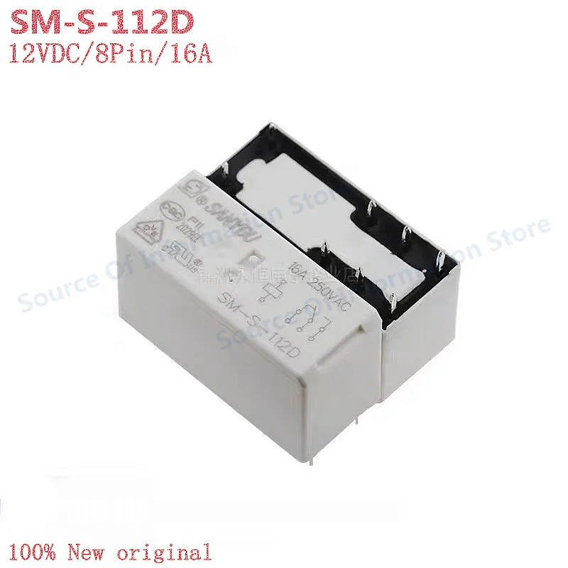 

10Pcs SM-S-112D Power Relay, 12VDC, 8Pin, 16A 100% New