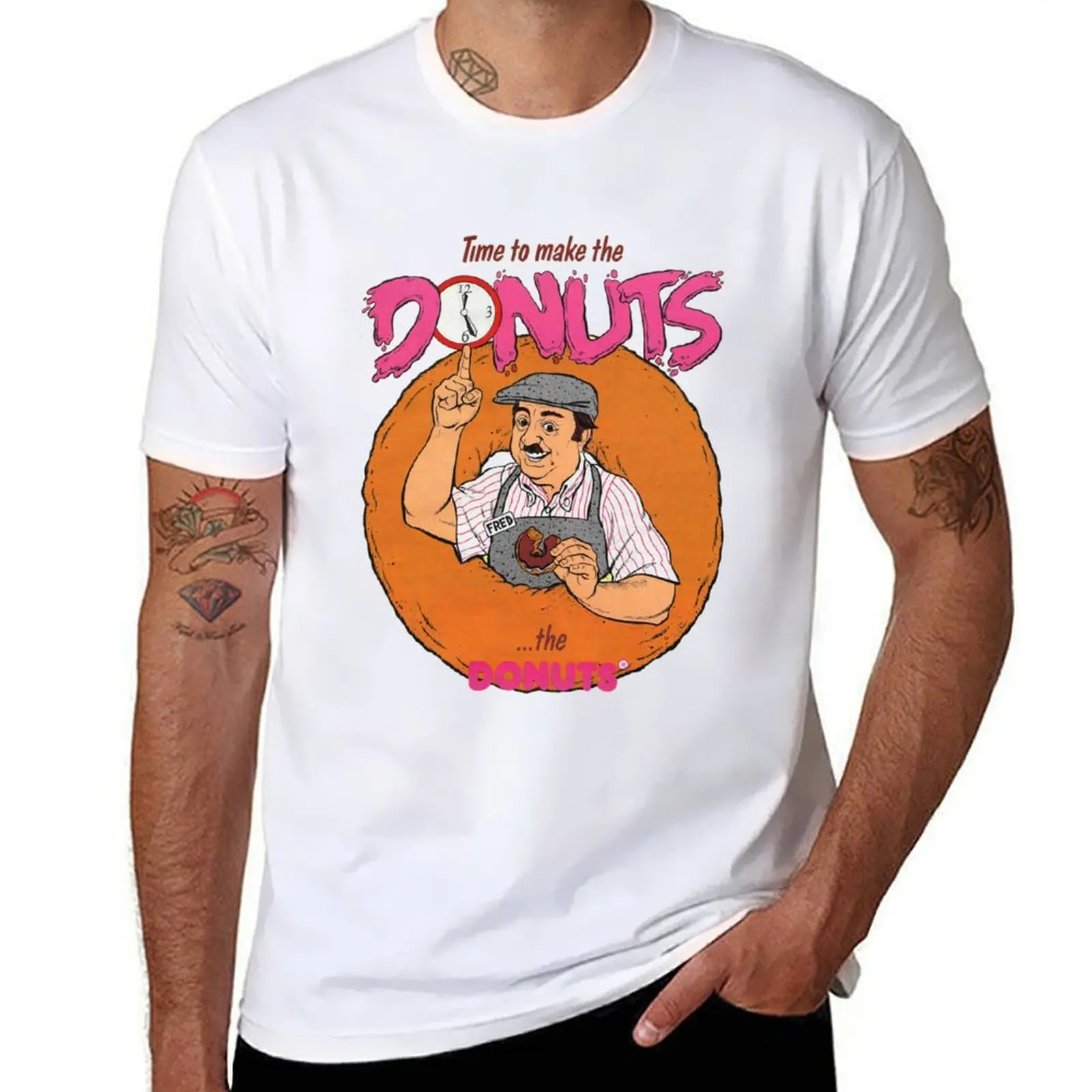 

Time to t shirt t man Donuts The man T-Shirt funny Make high quality shirts cotton