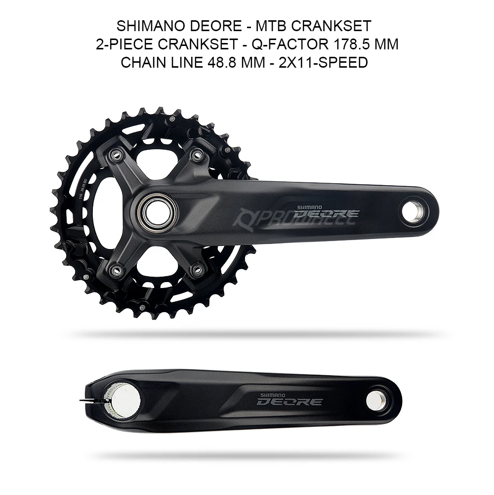 SHIMANO Deore FC M5100 Kurbelgarnitur 1x11Speed MTB Kettenrad Mountainbike Crankarm 170/175mm 34T/36T 11V Crankit BB MT500 MT501 BB52 – Detail 12