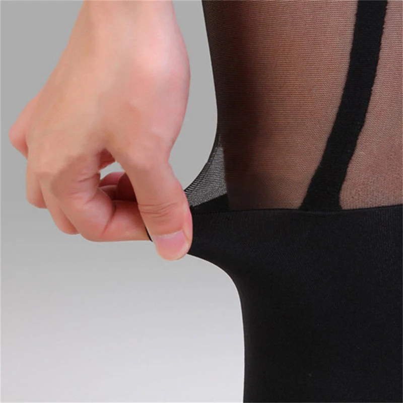 Sexy Damen Schwarze Strumpfhose mit Fake-Strumpfband-Optik Überknie-Strümpfe Geschenke für Club-Partys Neue Mode Mädchen Strumpfhosen – Detail 2
