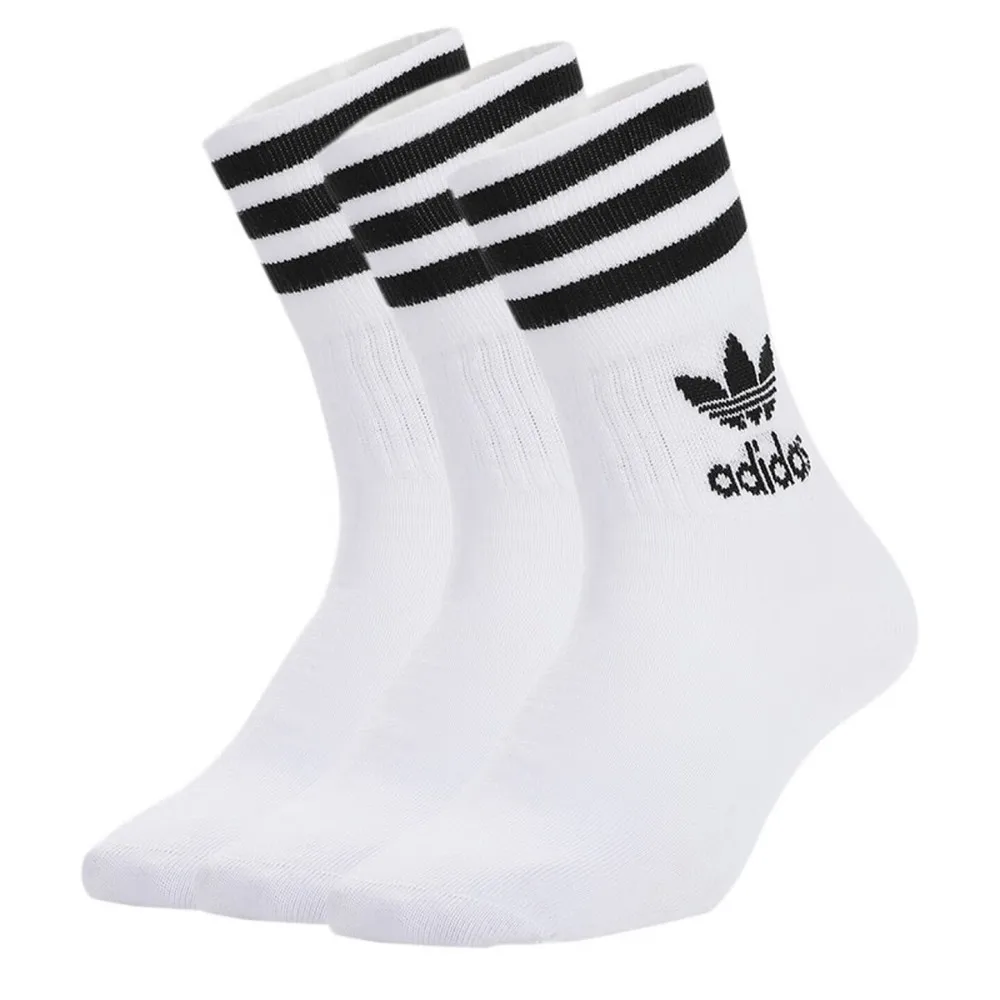 

Adidas Trefoil Casual Socks for Men and Women: Mid-Calf, Breathable, Comfortable, White, 3-Pack GD3575
